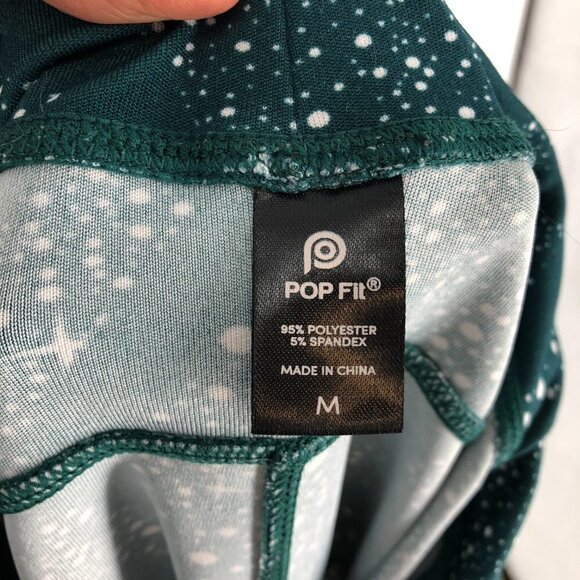 Pop Fit Stella Athletic Leggings Green with White dots and stars Size Medium - Picture 3 of 12